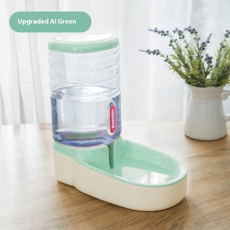Automatic pet water fountain or feeder with 3.8L capacity in grey, blue, pink, or green colour