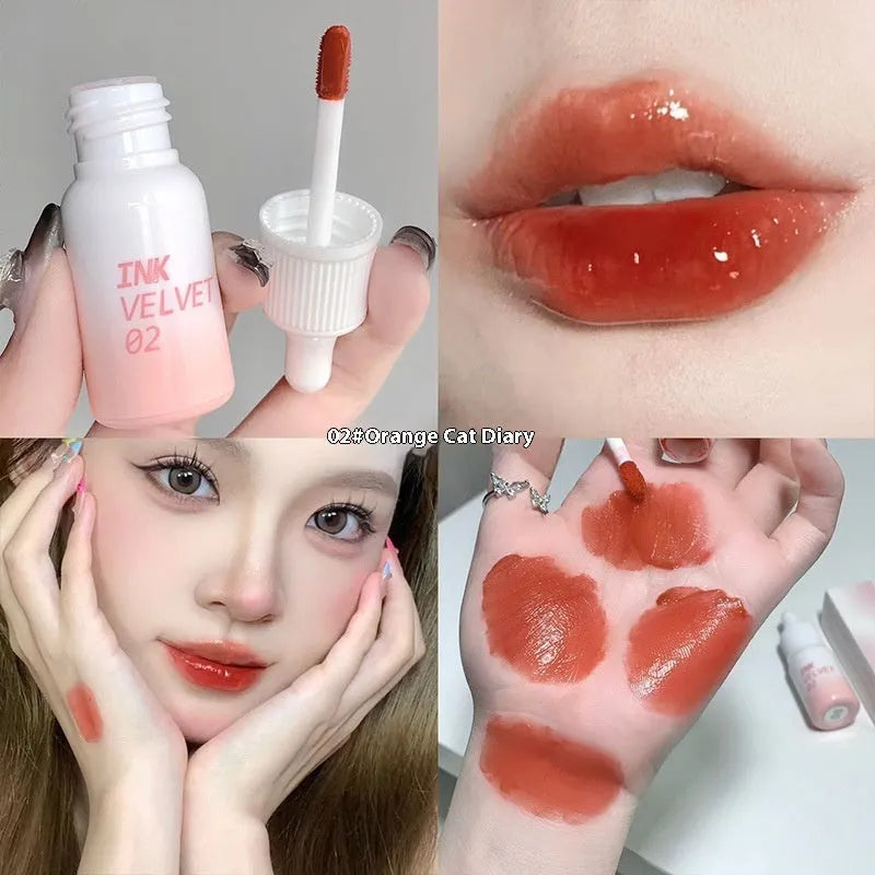 Mirror Lip Lacquer tube in 3.5g size showing four shade options from Milk Huhoo series