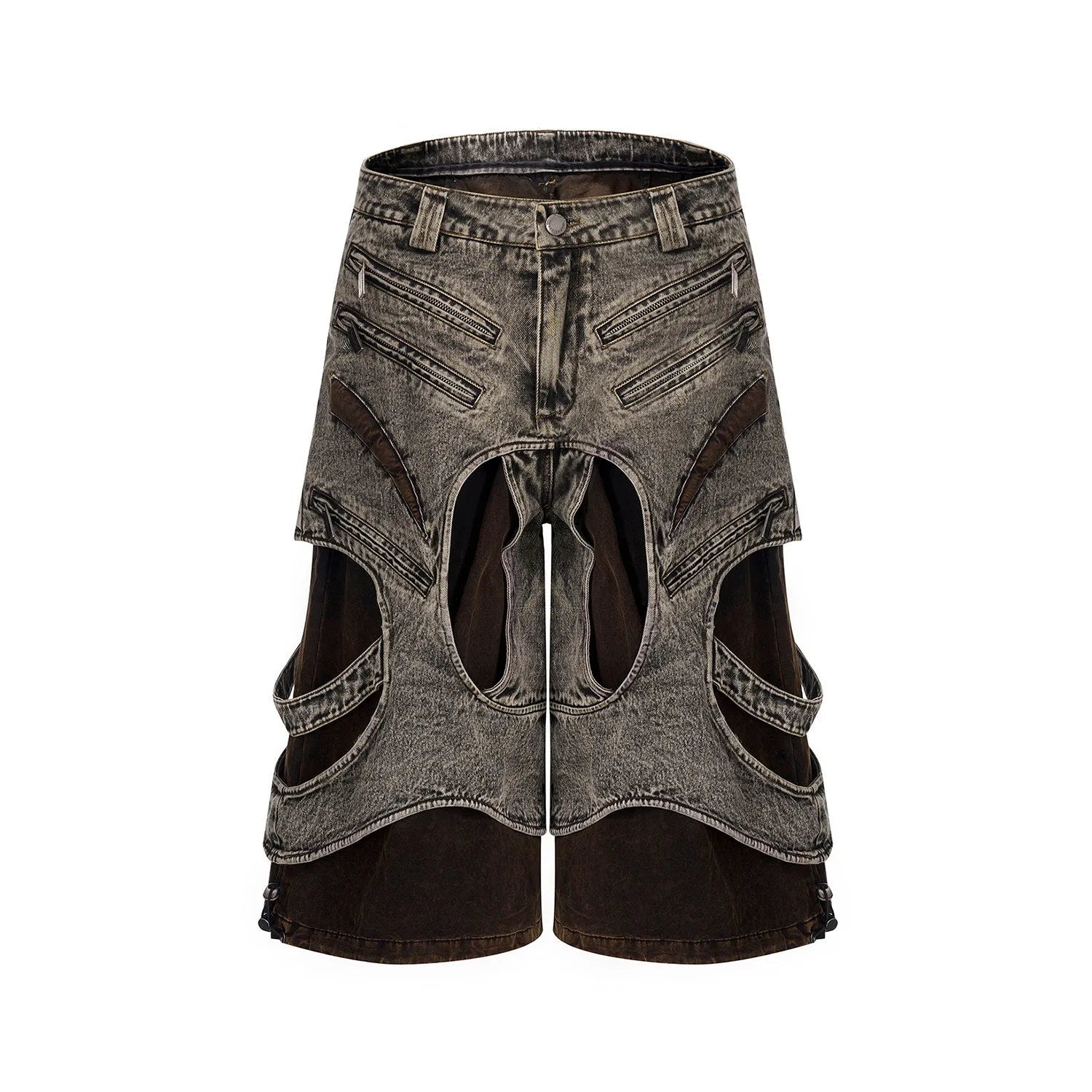 Men's sleeveless spliced denim vest with zipper front in image colour