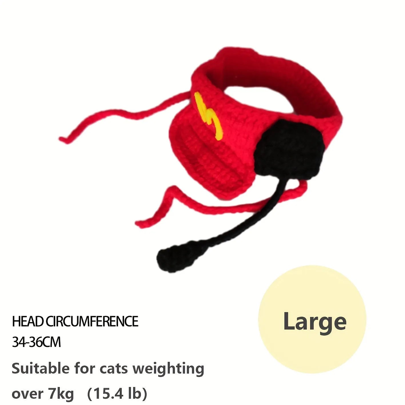 Handmade cotton knitted sweater and chef hat outfit for a small cat wearing a birthday costume.