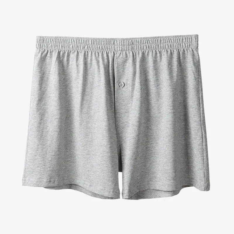 Men's pure cotton high-waist boxer shorts in light grey, navy blue and black colours