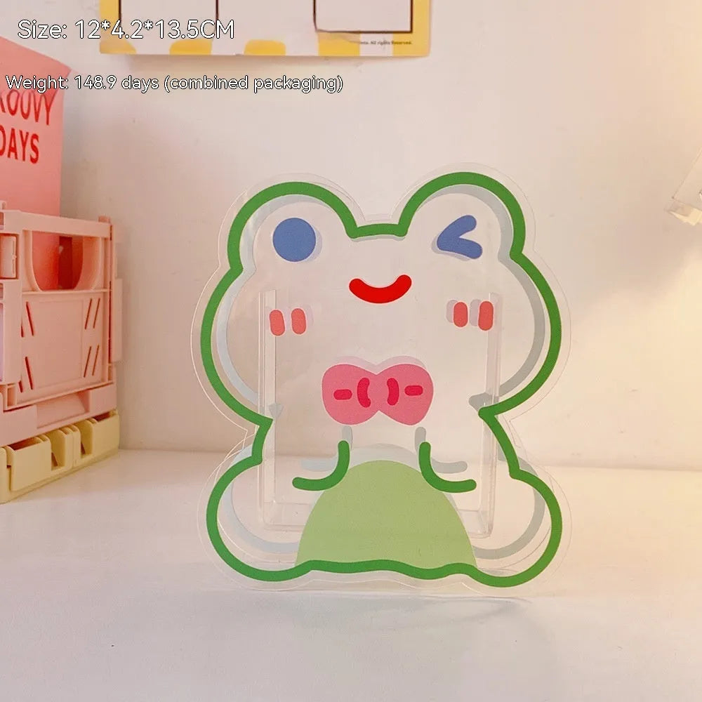 Square clear acrylic storage box with colourful character designs for pens and stationery