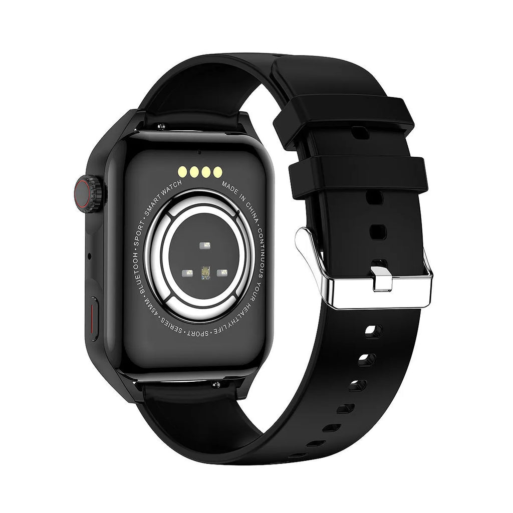 Simple AMOLED smart watch with NFC on a silicone strap in pink, black, or silver grey