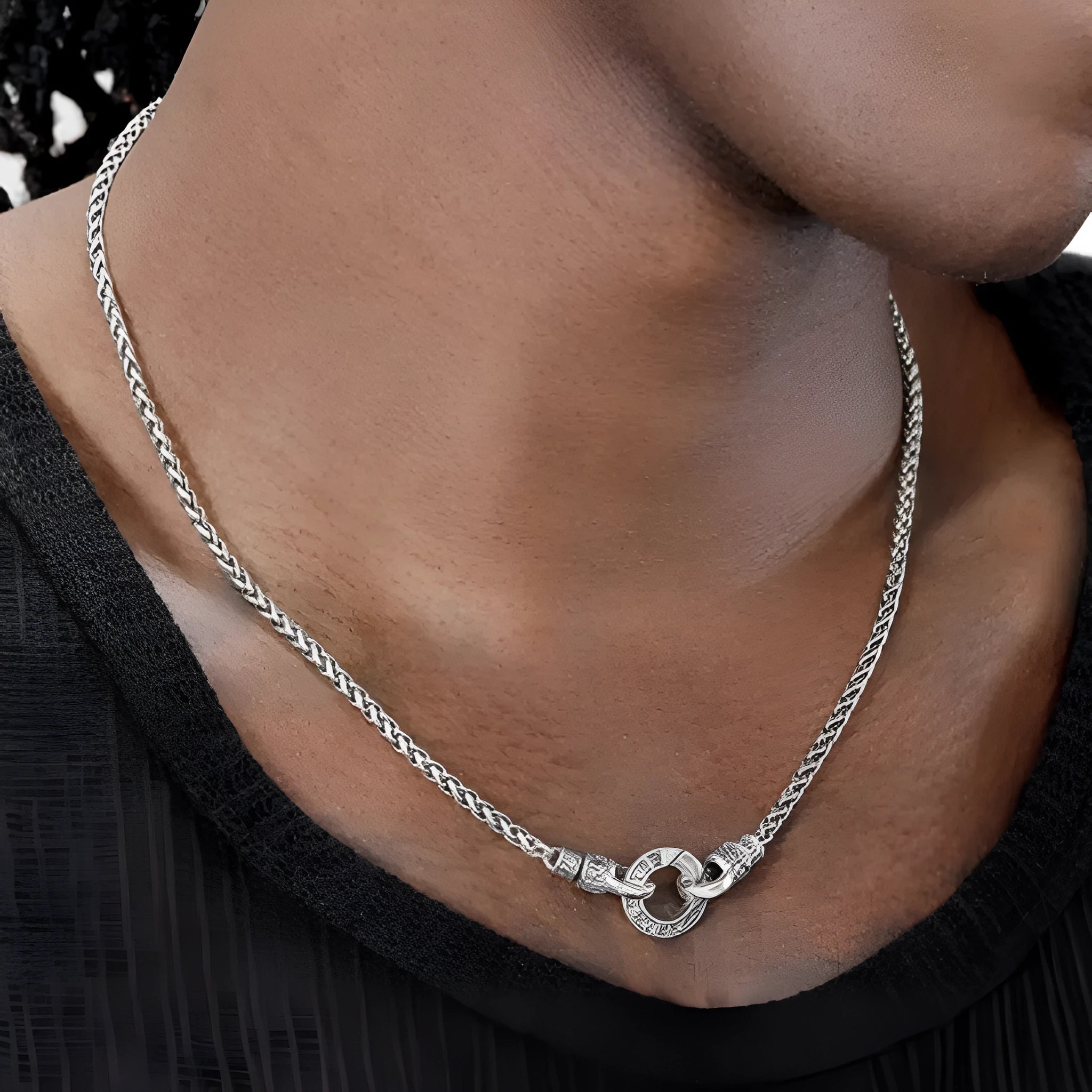 Women's 925 silver clavicle necklace with pendant on display