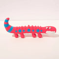 Green lizard-shaped squeaky dog chew toy with cartoon design for aggressive chewers