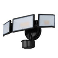 White 120V LED motion sensor security flood light with wall mount bracket