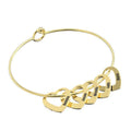 Love bracelet with peach heart charm and name lettering in stainless steel, silver colour