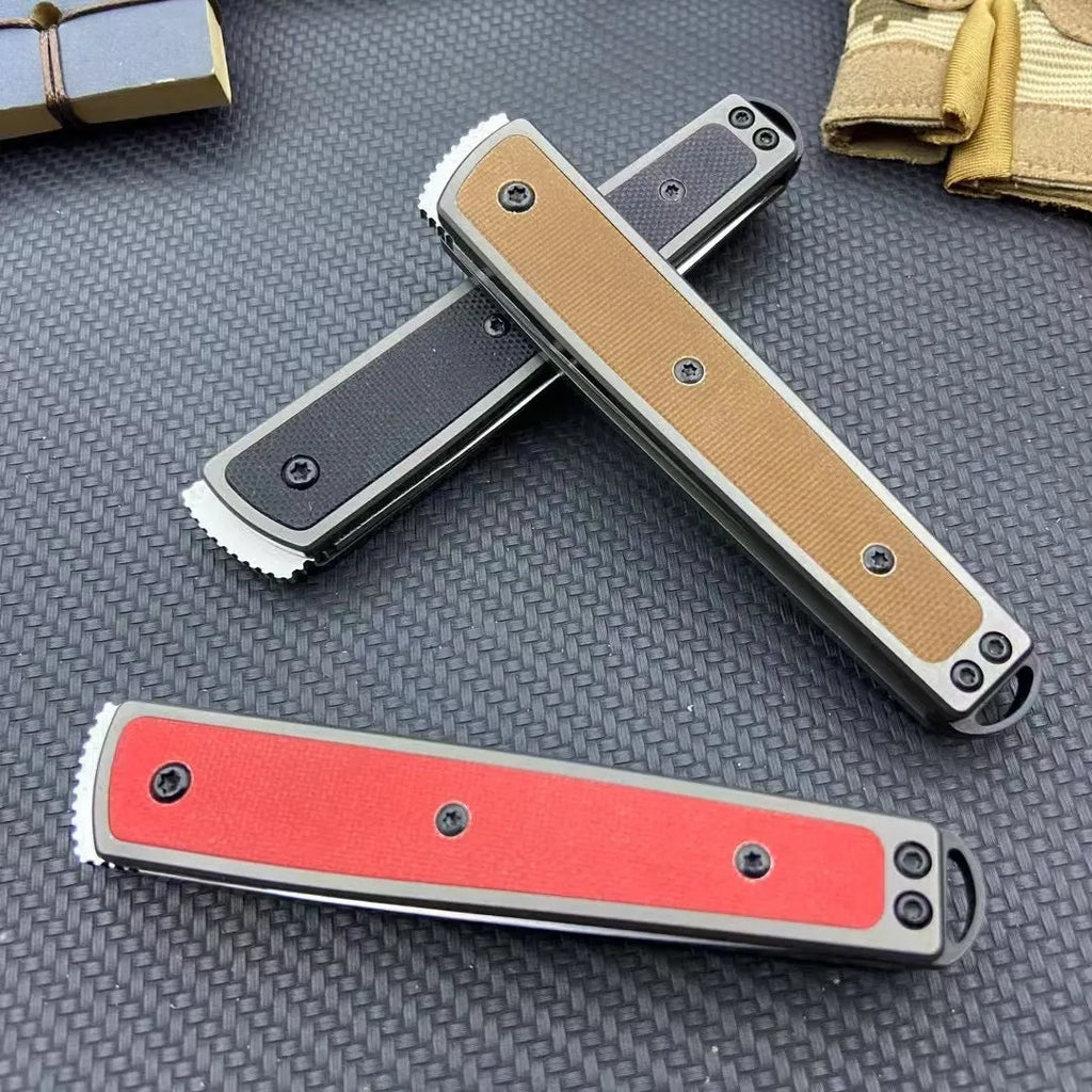 Folding fruit knife with stainless steel blade shown open, demonstrating 17cm total length