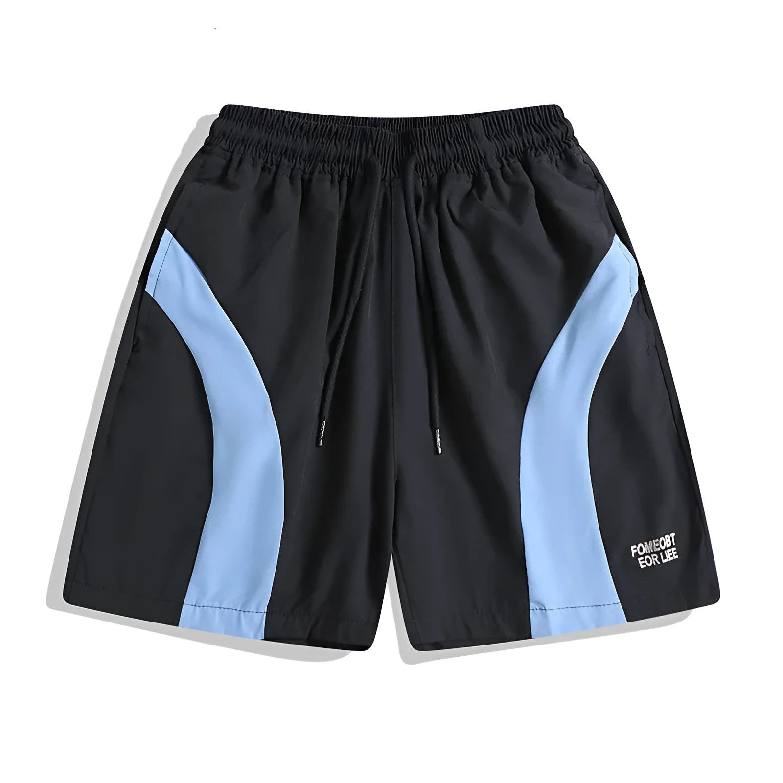 Men's black quick-drying sports shorts with elastic waistband and straight-leg cut for training