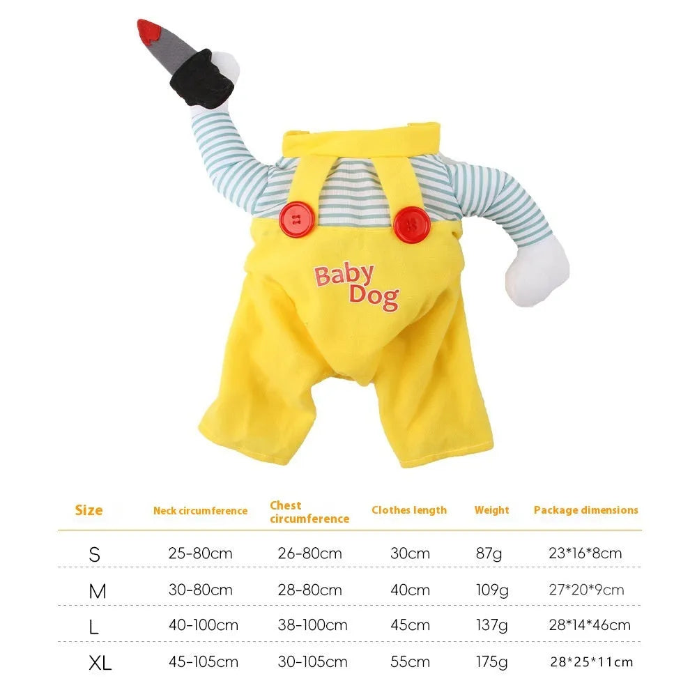 Yellow knife assassin costume for cats with polyester construction available in sizes S M L XL