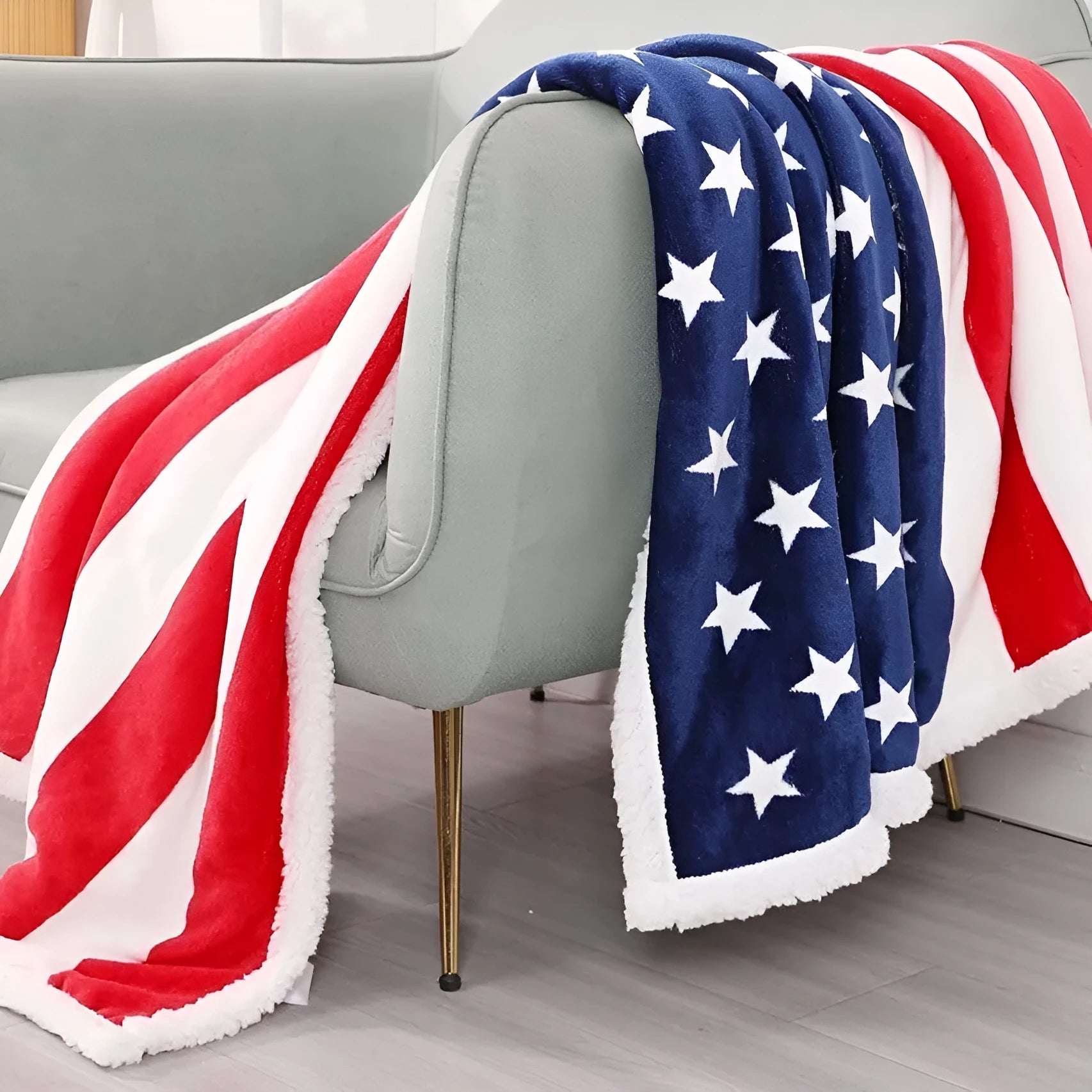 Striped polyester blanket in British-style American pattern for autumn and winter warmth