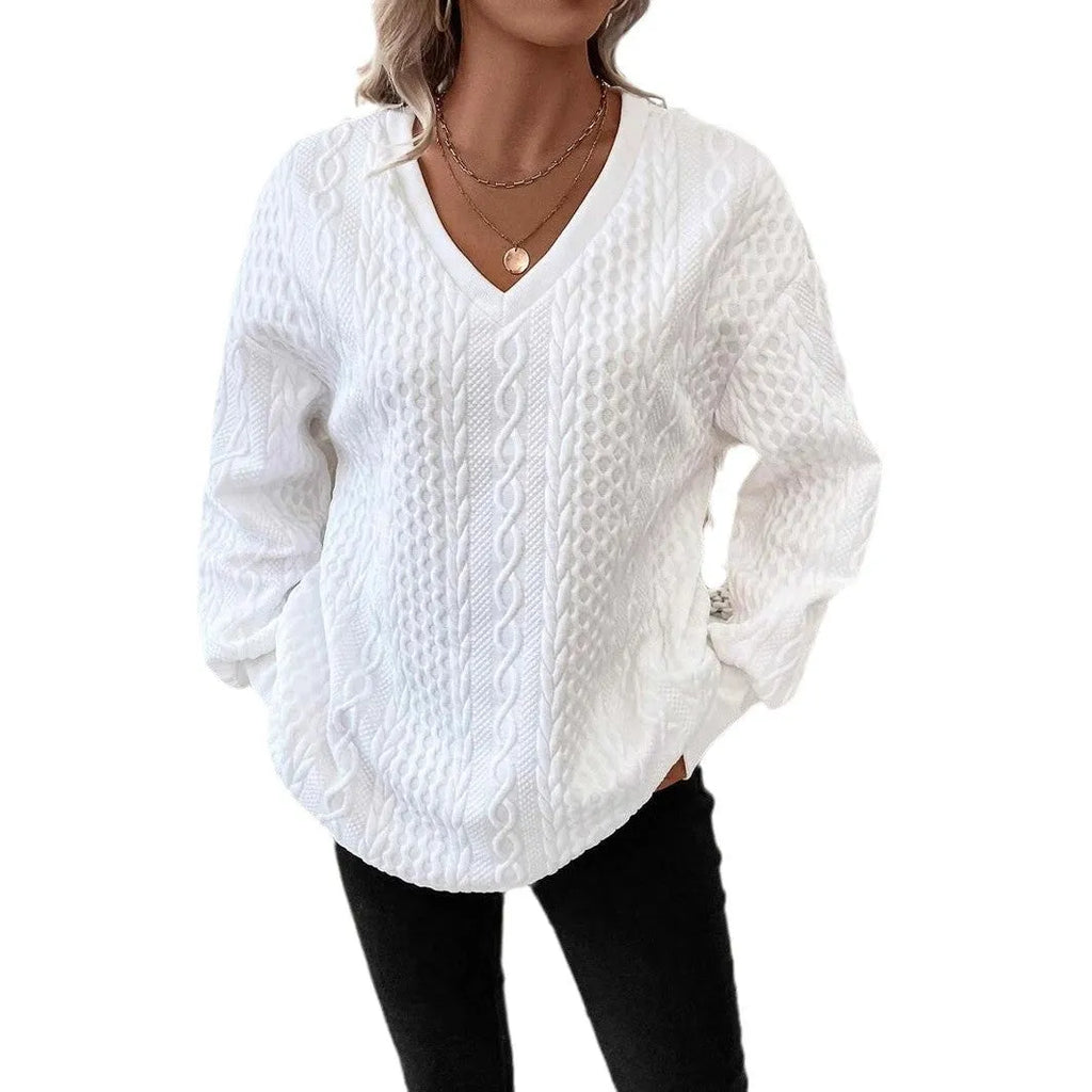 Milky white loose fit T-shirt with 3D pattern in Japanese Korean casual style