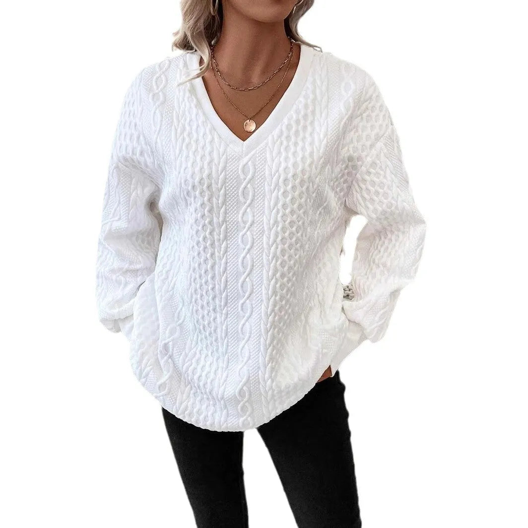 Milky white loose fit T-shirt with 3D pattern in Japanese Korean casual style