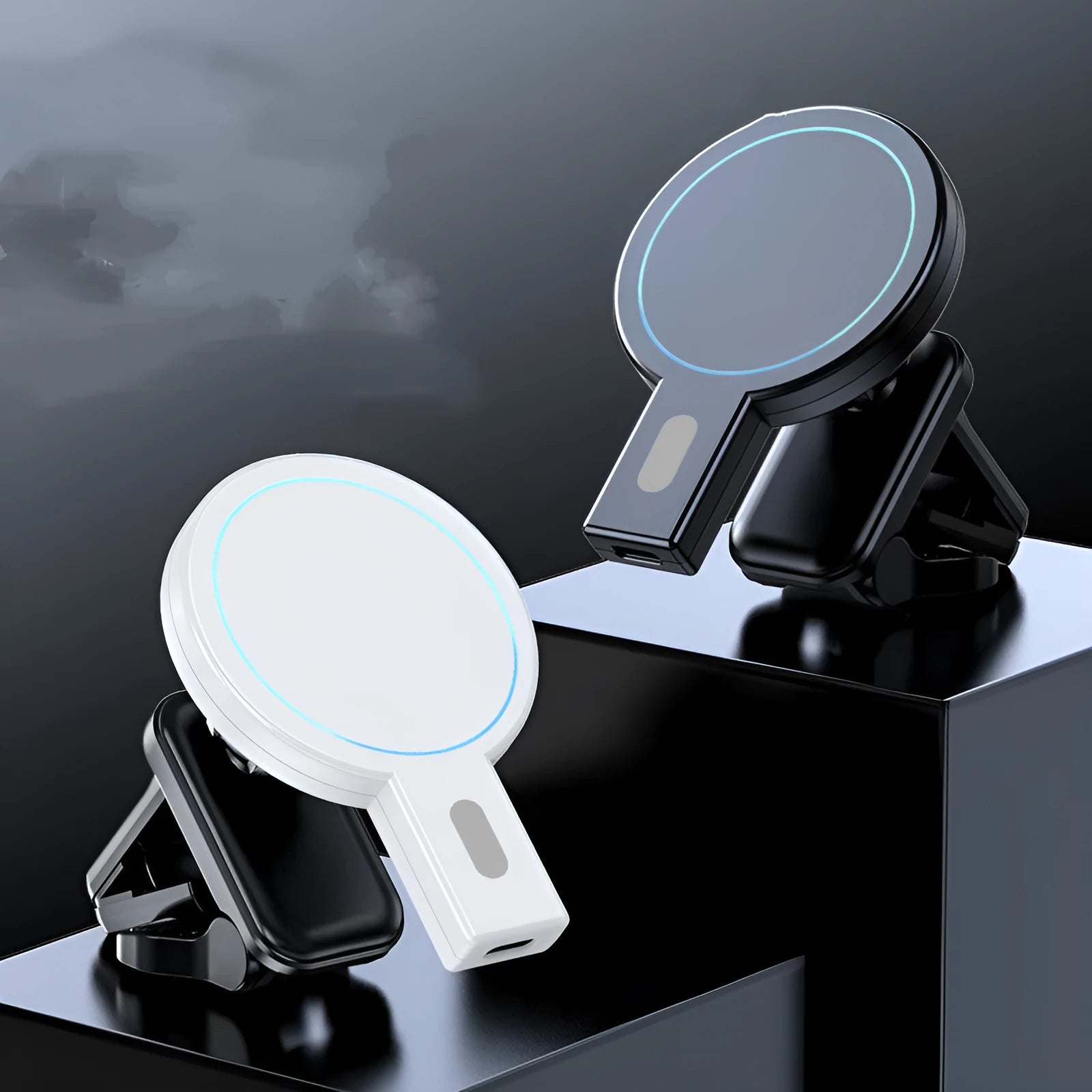Compact magnetic absorption wireless charger with PD protocol in black colour