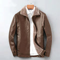 Men's PU leather jacket with velvet lining in black colour, size 52 to 60 available