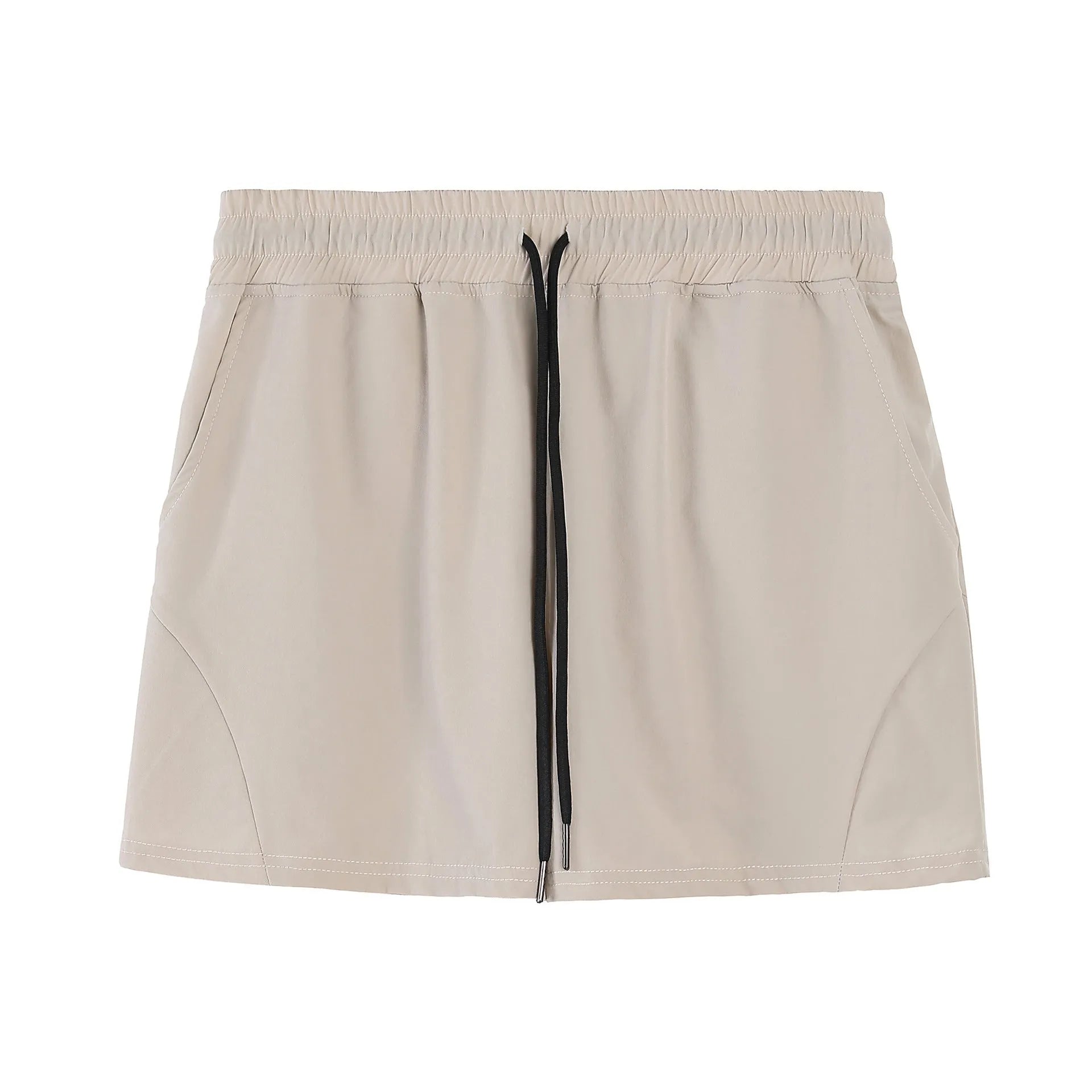 Men's thin grey polyester basketball shorts with an elastic waistband for summer sports.