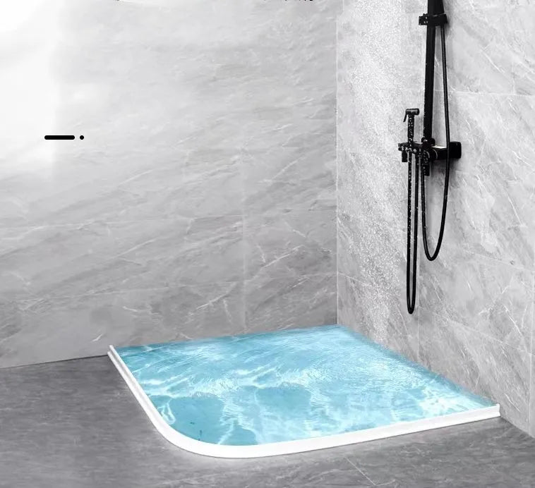 Flexible TPE bathroom water blocking strip in black, grey, or white.