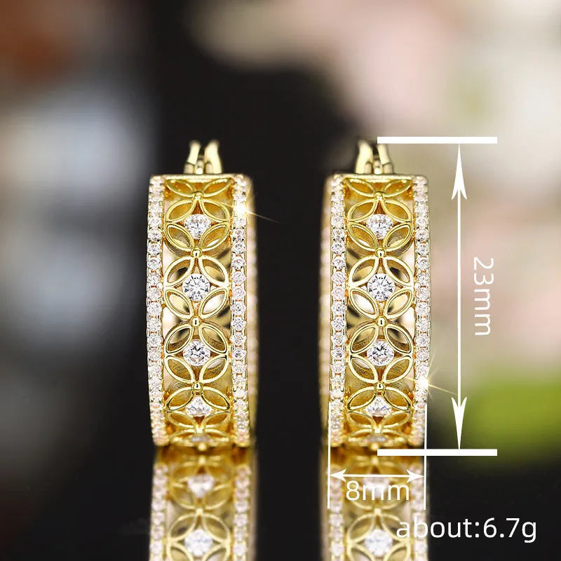 Copper geometric ear clips with horse eye, flower and butterfly designs in yellow gold finish