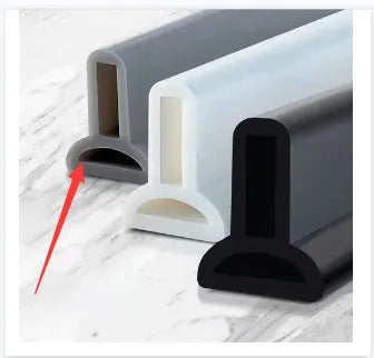 Flexible TPE bathroom water blocking strip in black, grey, or white.