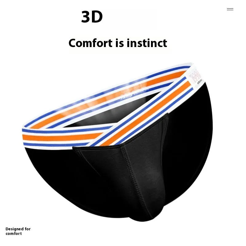 Solid color low waist cotton briefs for men with full package hip bulge design in black