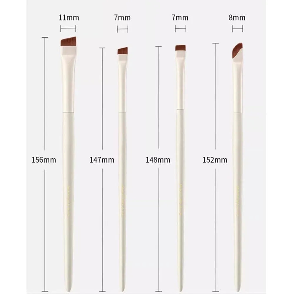 Four angled eyeliner and brow brushes with ultra-thin tips in a leather case.