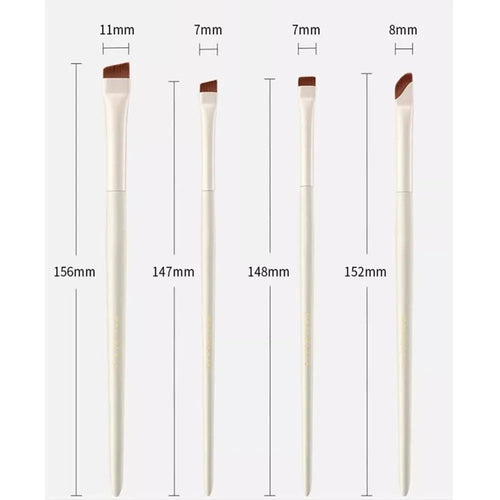 Four angled eyeliner and brow brushes with ultra-thin tips in a leather case.