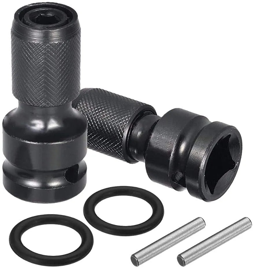 Scaling bit holder with telescopic sleeve for 1/2" to 1/4" electric wrench conversion
