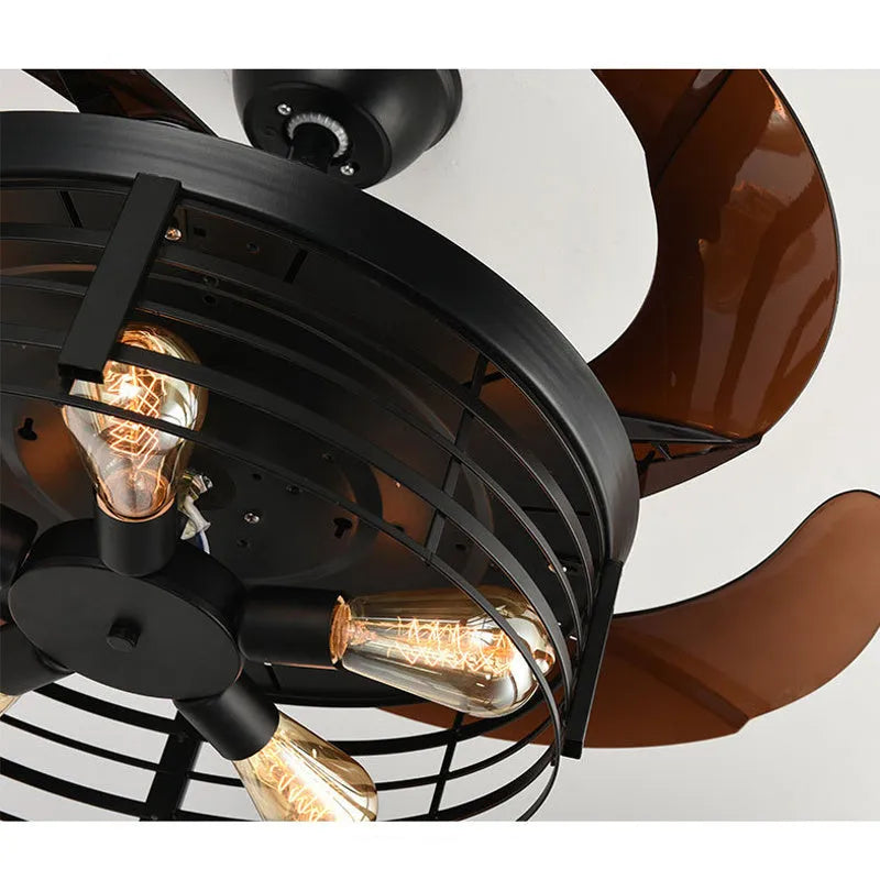 42-inch industrial ceiling fan light with American retro style and acrylic construction