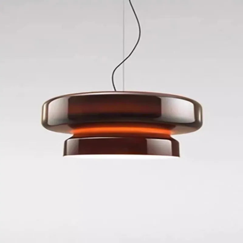 Modern simple style glass chandelier with milky white, purple, green, and brown light colours
