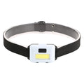 Outdoor mini COB LED headlight in black with adjustable polyester strap and 3W bulb