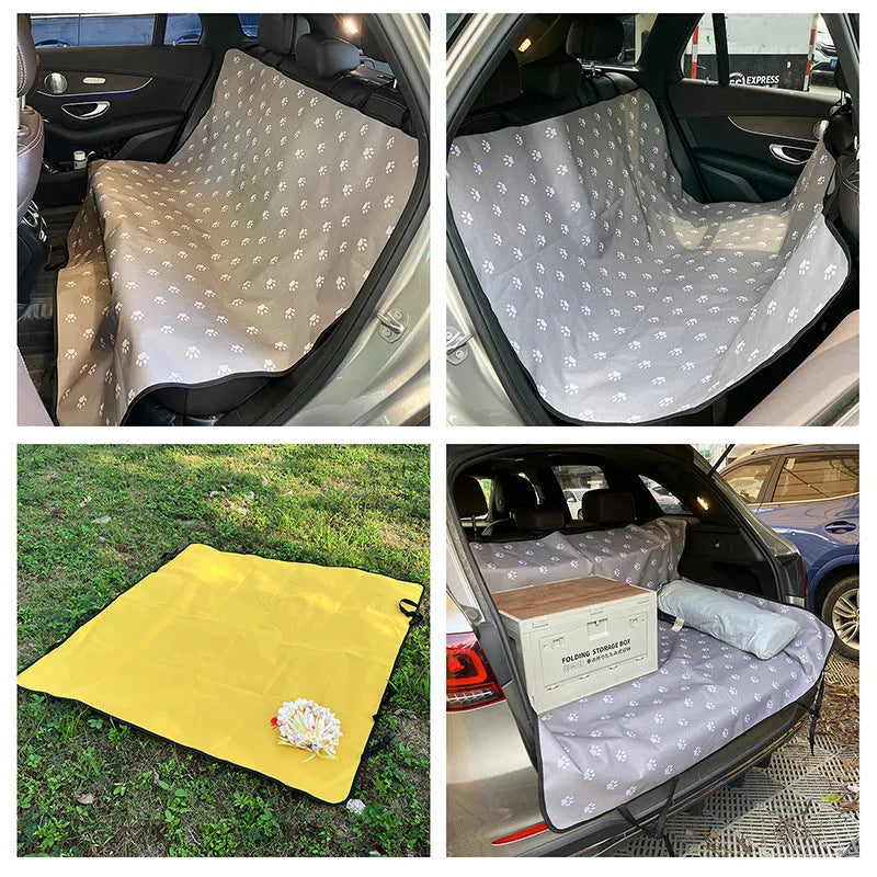 Water resistant cloth car pet mat for dogs in rear seat with dog bone print pattern