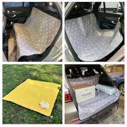 Water resistant cloth car pet mat for dogs in rear seat with dog bone print pattern