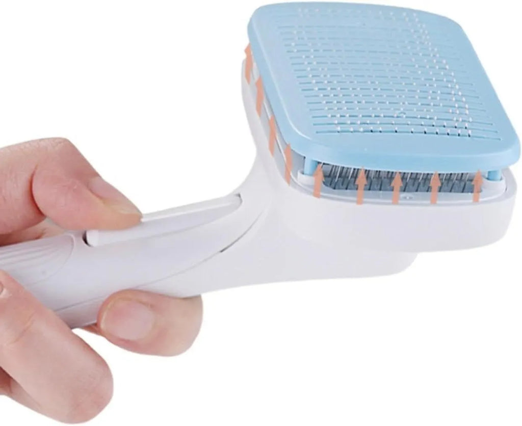 Automatic pet grooming comb with hair removal needles in blue, grey, green or pink