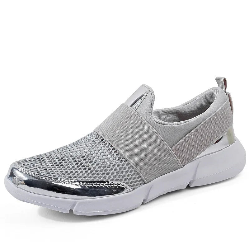 Blue, black, and grey women's low-cut sneakers with breathable mesh and a PU midsole