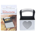 Stainless steel potato wave knife for making crinkle-cut chips and waffle fries.