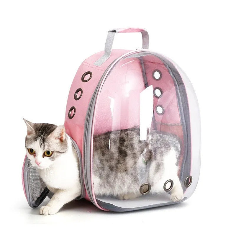Grey PC plastic astronaut-style pet carrier bag with a side opening door