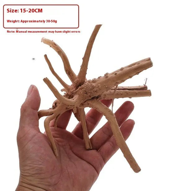 Xiaoqi Root natural wood aquarium decoration on a white background, showing intricate root structure.