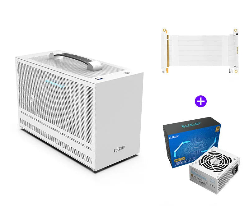 Hummingbird PRO mini-ITX desktop computer chassis in titanium grey and white colour options