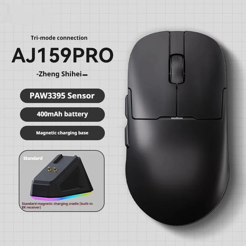 PAW3395 PAW3950 triple mode gaming mouse in compact design with Teflon feet