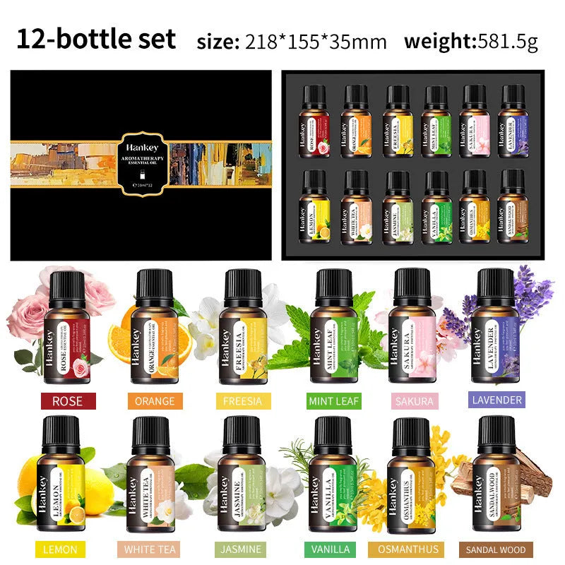 Water-soluble aromatherapy essential oil set in combination box with multiple bottle options