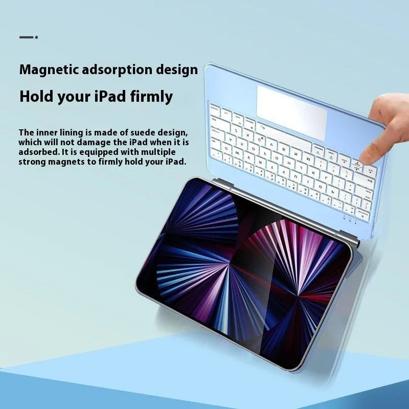 iPad magnetic keyboard and protective cover in black, white, pink, purple or blue