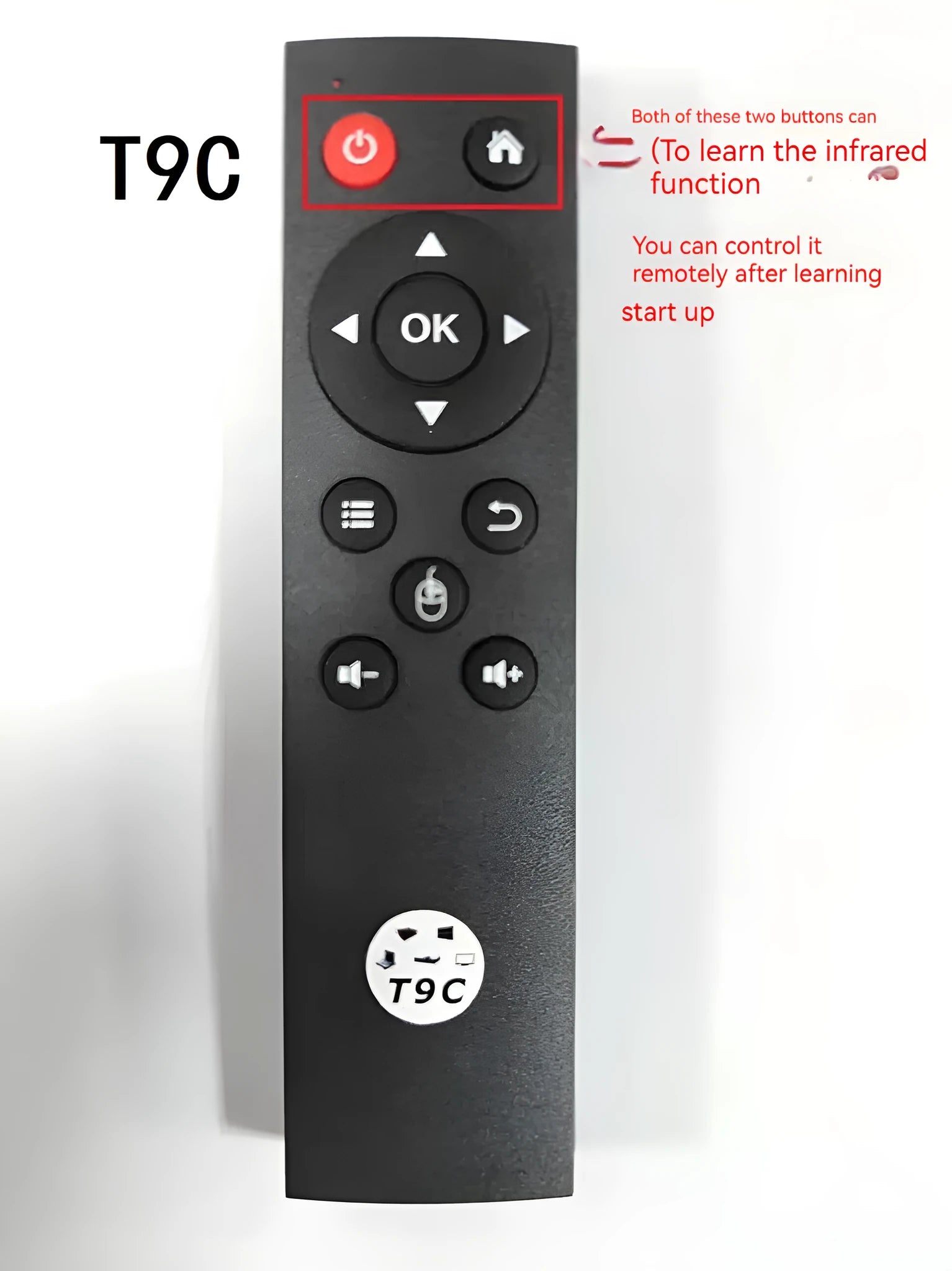 Wireless Android set-top box remote control in ABS material with button operation and USB interface