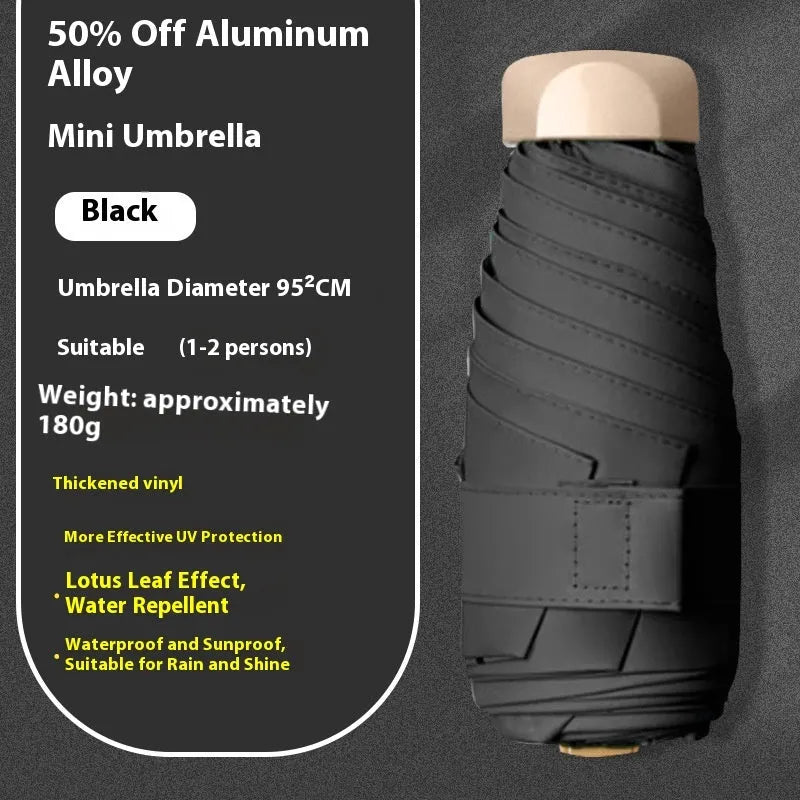 Compact 5-fold gradient vinyl sun umbrella with alloy frame in multiple colour options