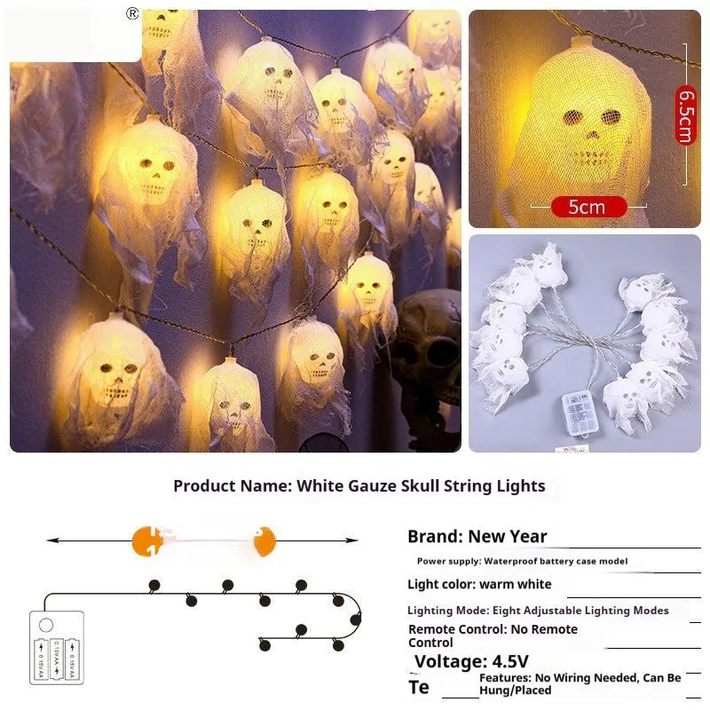 Battery-powered multi-colour Halloween LED light string for indoor wall decoration