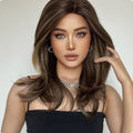 Mid-length platinum gradient curly wig with long bangs in white gold colour
