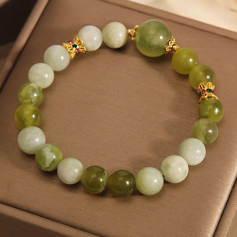 Xiuyan jade green women's bracelet with original mori-style design crafted from genuine jade stone
