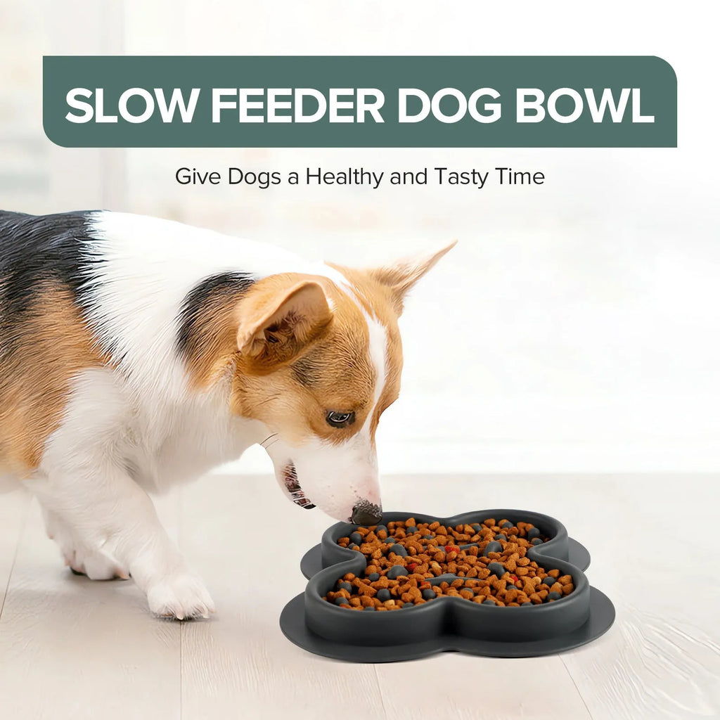 Blue silicone pet licking pad with textured surface and raised edges for slow feeding.