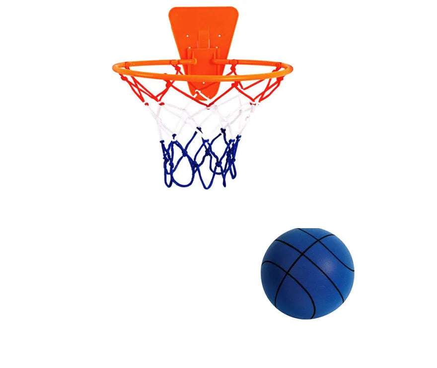 Silent foam basketball set in assorted colours with blue storage box