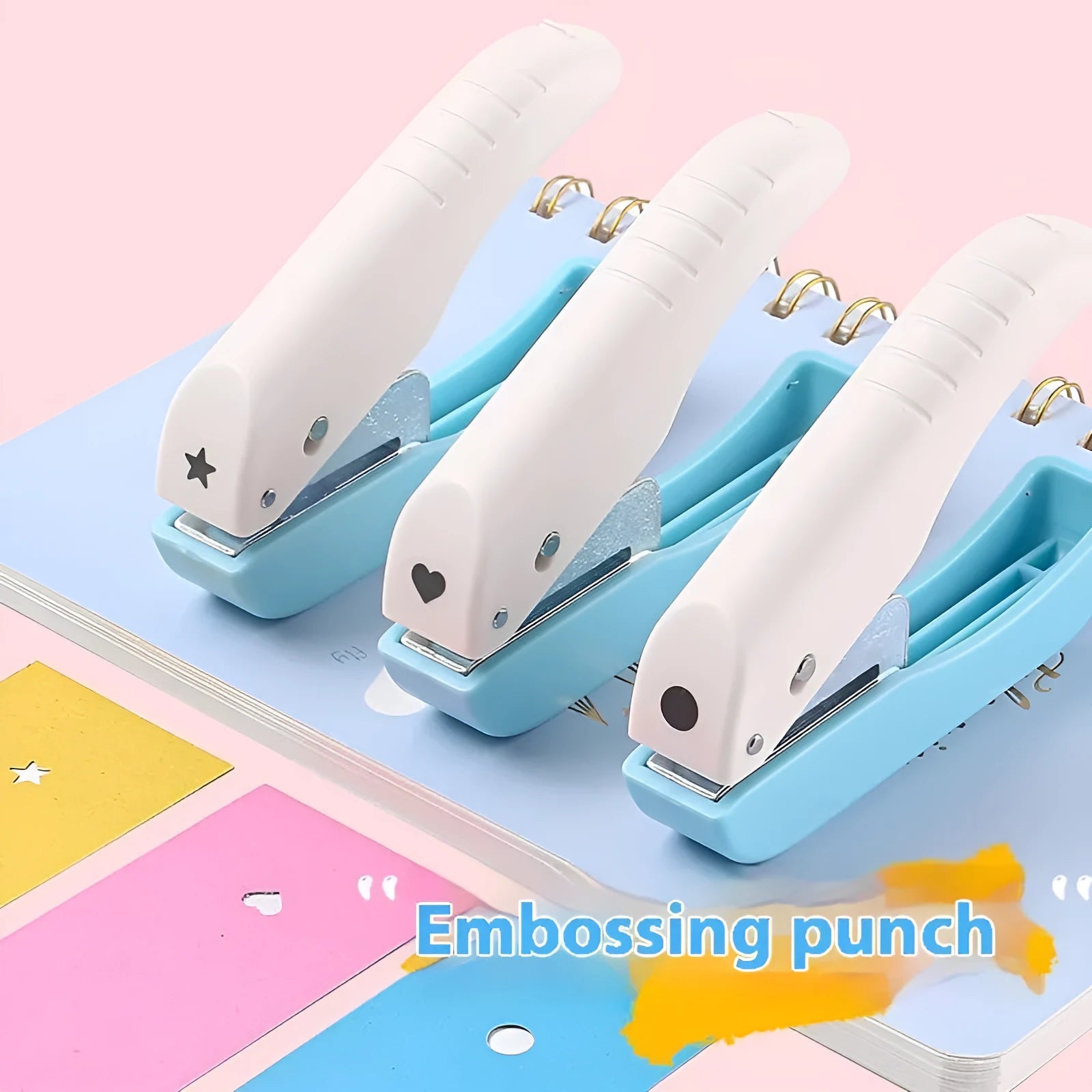 Small manual punching machine for creating Love, Round 4mm, Round 6mm, and Star embossed patterns