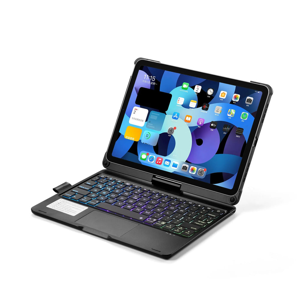 360-degree rotating Bluetooth keyboard with touch backlight for iPad Air 4 and Pro 11 models